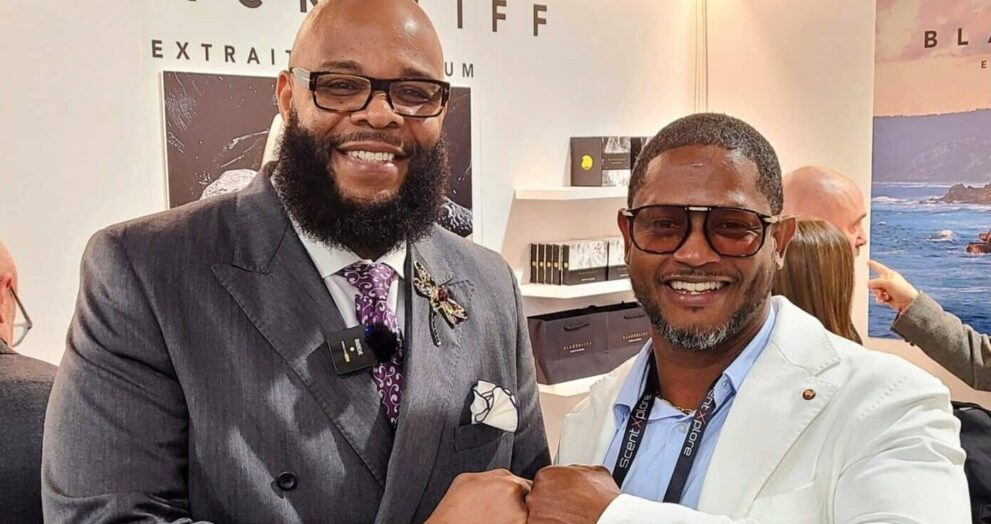 (L-R) The owner of BOFW Glenn Davis and Tomilson Bynoe the owner of Blackcliff Parfum. (Picture by BOFW)