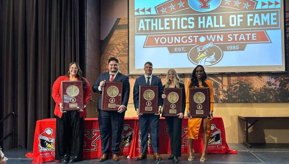 Ciara Jarrett (far right) was one of the six former student-athletes inducted into the YSU Athletics Hall of Fame. (Picture by Ciara Jarrett)
