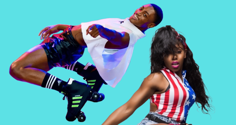 (L-R) Professional skaters Laron Best and Msss Kamille. (Picture created by Carvd N Stone)